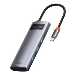„Baseus Metal Gleam“ serijos daugiafunkcis USB HUB 5in1 USB Type C PD 100W HDMI pilka (WKWG020013)