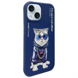 „Nimmy Glasses“ stilingas katino formos dėklas, skirtas „iPhone 15“ – mėlynas
