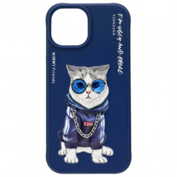 „Nimmy Glasses“ stilingas katino formos dėklas, skirtas „iPhone 15“ – mėlynas