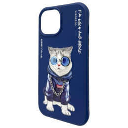 „Nimmy Glasses“ stilingas katino formos dėklas, skirtas „iPhone 15“ – mėlynas