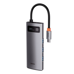 „Baseus Metal Gleam“ serijos daugiafunkcis USB HUB 5in1 USB Type C PD 100W HDMI pilka (WKWG020013)