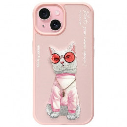„Nimmy Glasses“ „Cool Cat“ dėklas „iPhone 15“ – rožinis