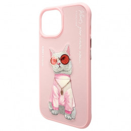 „Nimmy Glasses“ „Cool Cat“ dėklas „iPhone 15“ – rožinis