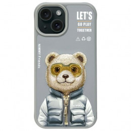 „Nimmy Cool&Cute 2.0“ meškiuko dėklas, skirtas „iPhone 15“ – pilkas