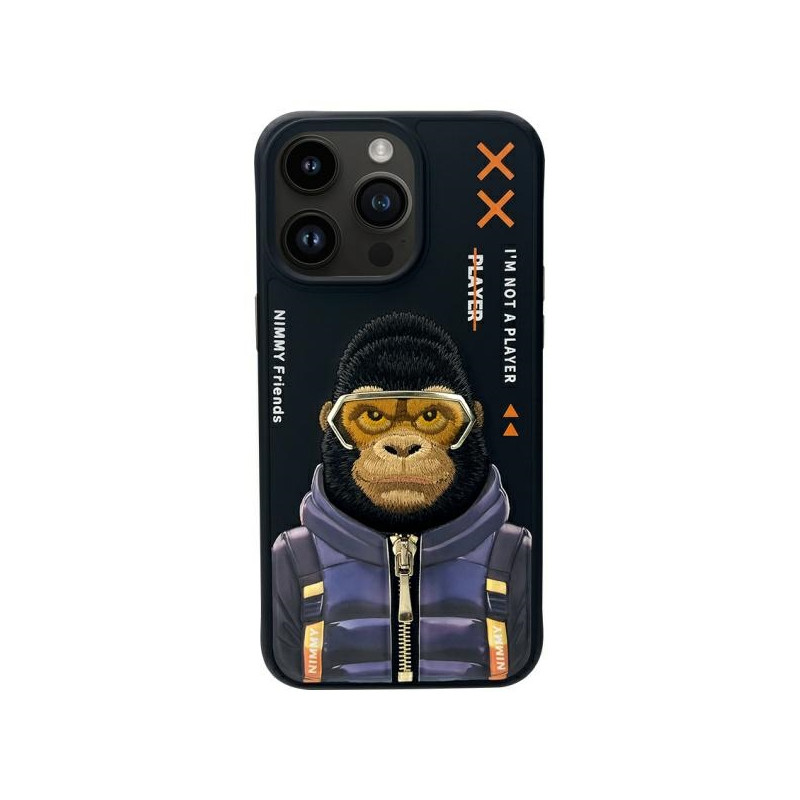 „Nimmy Cool&Cute 2.0“ beždžionės formos dėklas, skirtas „iPhone 15 Pro“ – juodas