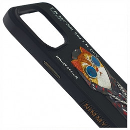 „Nimmy Glasses“ stilingas katino formos dėklas, skirtas „iPhone 15 Pro“ – juodas