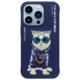 „Nimmy Glasses“ stilingas katino formos dėklas, skirtas „iPhone 15 Pro“ – mėlynas