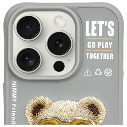 „Nimmy Cool&Cute 2.0“ meškiuko dėklas, skirtas „iPhone 15 Pro“ – pilkas