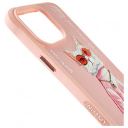 „Nimmy Glasses“ stilingas katino formos dėklas, skirtas „iPhone 15 Pro Max“ – rožinis