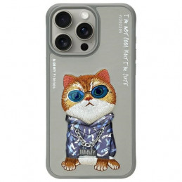 „Nimmy Glasses“ stilingas katino formos dėklas, skirtas „iPhone 15 Pro Max“ – pilkas