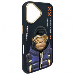 „Nimmy Cool&Cute 2.0“ beždžionės formos dėklas, skirtas „iPhone 16“ – juodas