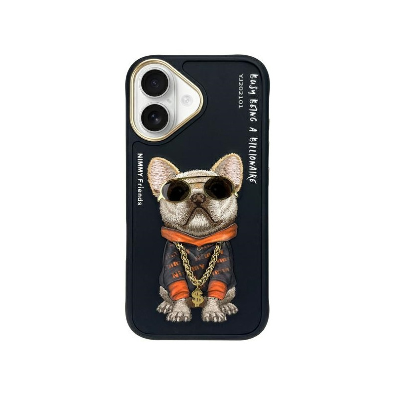 „Nimmy Glasses“ „Cool Dog“ dėklas „iPhone 16“ telefonui – juodas