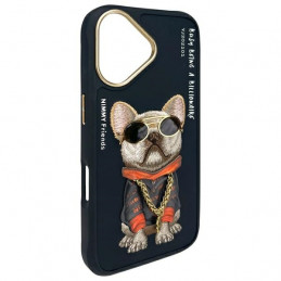 „Nimmy Glasses“ „Cool Dog“ dėklas „iPhone 16“ telefonui – juodas