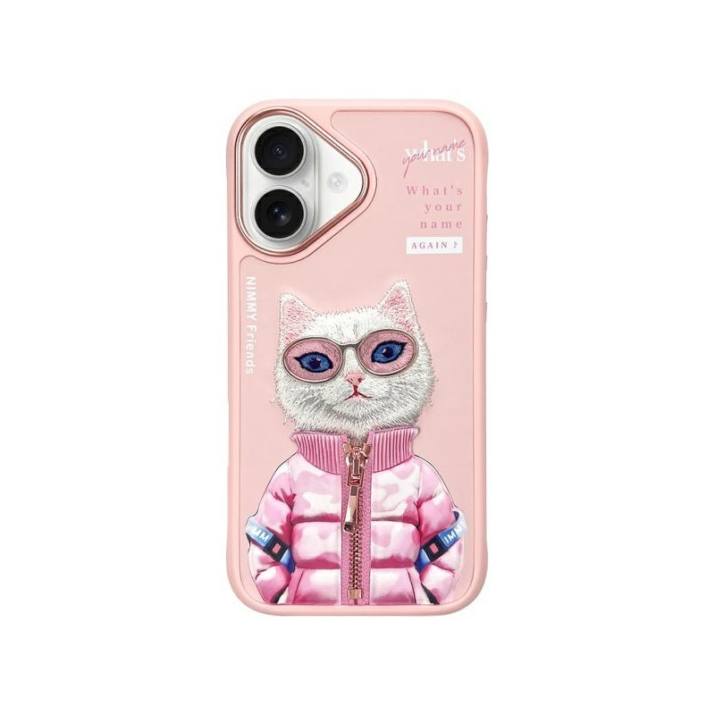 „Nimmy Cool&Cute 2.0“ katės dėklas, skirtas „iPhone 16“ – rožinis