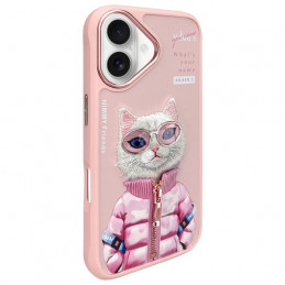 „Nimmy Cool&Cute 2.0“ katės dėklas, skirtas „iPhone 16“ – rožinis