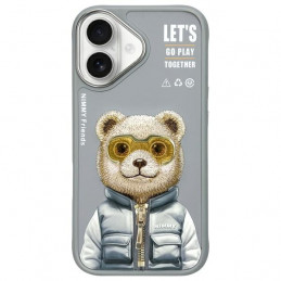 „Nimmy Cool&Cute 2.0“ meškiuko dėklas, skirtas „iPhone 16“ – pilkas