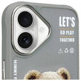 „Nimmy Cool&Cute 2.0“ meškiuko dėklas, skirtas „iPhone 16“ – pilkas