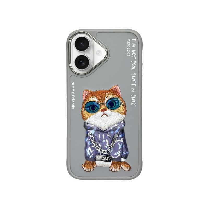 „Nimmy Glasses“ „Cool Cat“ dėklas „iPhone 16“ – pilkas