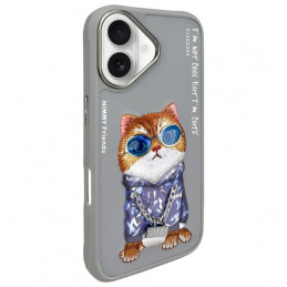 „Nimmy Glasses“ „Cool Cat“ dėklas „iPhone 16“ – pilkas