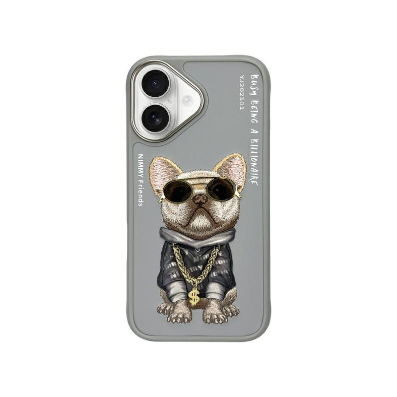 „Nimmy Glasses Cool Dog“ dėklas „iPhone 16“ telefonui – pilkas