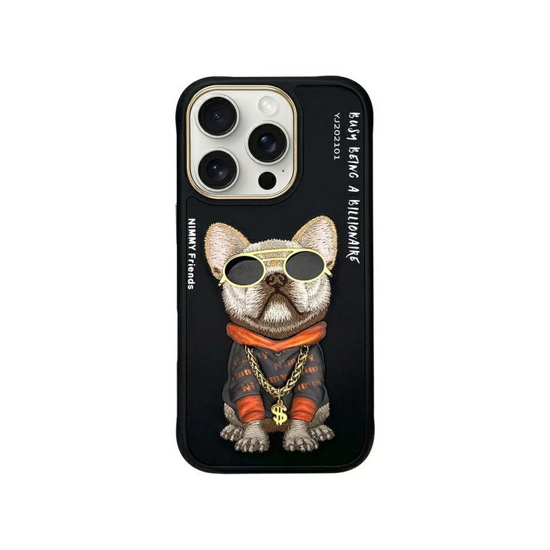 „Nimmy Glasses“ stilingas šuns dėklas, skirtas „iPhone 16 Pro“ – juodas