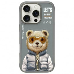 „Nimmy Cool&Cute 2.0“ meškiuko dėklas, skirtas „iPhone 16 Pro“ – pilkas