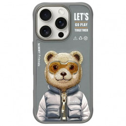 „Nimmy Cool&Cute 2.0“ meškiuko dėklas, skirtas „iPhone 16 Pro Max“ – pilkas