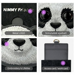 „Nimmy Big Eyed Pet 2.0“ piniginės formos kortelių dėklas „Panda“ – juodas