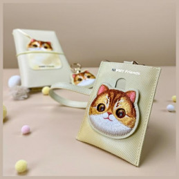 „Nimmy Big Eyed Pet 2.0“ katėms skirtas piniginės ir kortelių dėklas – smėlio spalvos