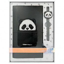 Nimmy Big Eyed Pet 2.0 Panda 2-in-1 užrašų knygelė + rašiklis - juoda