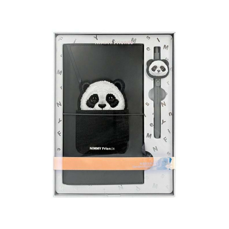 Nimmy Big Eyed Pet 2.0 Panda 2-in-1 užrašų knygelė + rašiklis - juoda