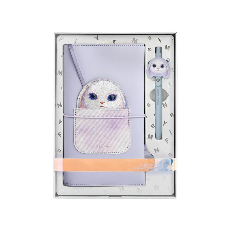 Nimmy Big Eyed Pet 2.0 Rabbit 2-in-1 užrašų knygelė + rašiklis - violetinė