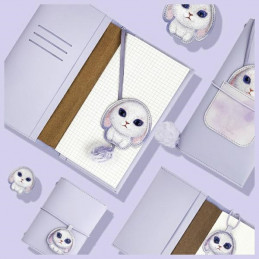 Nimmy Big Eyed Pet 2.0 Rabbit 2-in-1 užrašų knygelė + rašiklis - violetinė