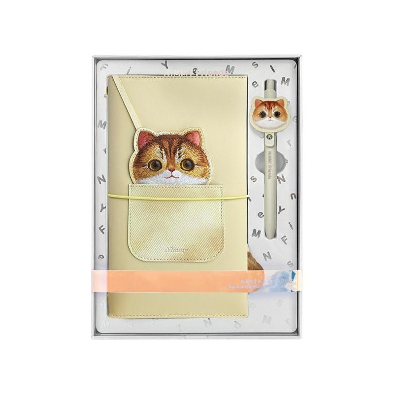 Nimmy Big Eyed Pet 2.0 Cat 2-in-1 užrašų knygelė + rašiklis - smėlio spalvos