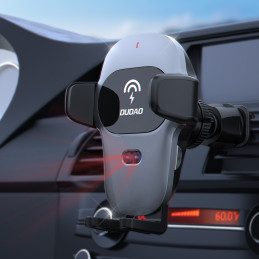 Dudao automobilinis laikiklis su įmontuotu Qi 15W belaidžiu įkrovikliu pilka (F20xs)