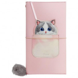 Nimmy 2in1 užrašų knygelė + rašiklis rožinis Big Eyed Pet 2.0 katės rinkinys