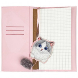 Nimmy 2in1 užrašų knygelė + rašiklis rožinis Big Eyed Pet 2.0 katės rinkinys