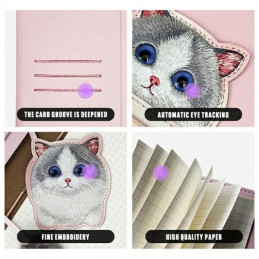 Nimmy 2in1 užrašų knygelė + rašiklis rožinis Big Eyed Pet 2.0 katės rinkinys