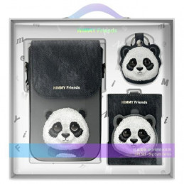 „Nimmy Big Eyed Pet 2.0 Panda“ 3 viename telefono dėklas + piniginė + sekimo dėklas – juodas