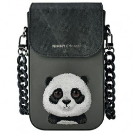 „Nimmy Big Eyed Pet 2.0 Panda“ 3 viename telefono dėklas + piniginė + sekimo dėklas – juodas