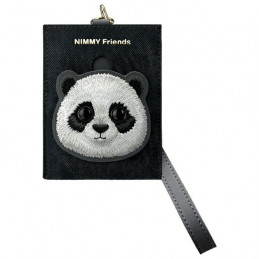 „Nimmy Big Eyed Pet 2.0 Panda“ 3 viename telefono dėklas + piniginė + sekimo dėklas – juodas
