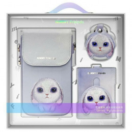 „Nimmy Big Eyed Pet 2.0“ triušio telefono dėklas + piniginė + sekimo dėklas – violetinė