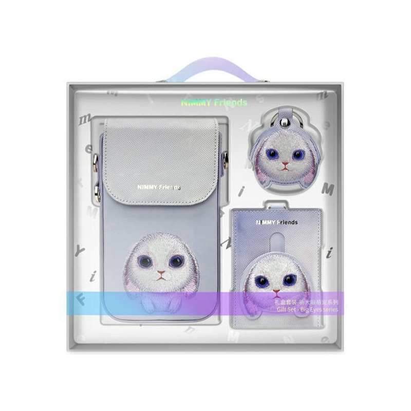 „Nimmy Big Eyed Pet 2.0“ triušio telefono dėklas + piniginė + sekimo dėklas – violetinė