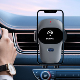 Dudao automobilinis laikiklis su įmontuotu Qi 15W belaidžiu įkrovikliu pilka (F20xs)