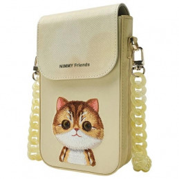 „Nimmy Big Eyed Pet 2.0“ kačių 3 viename rinkinys: telefono dėklas + piniginė + sekimo dėklas – smėlio spalvos