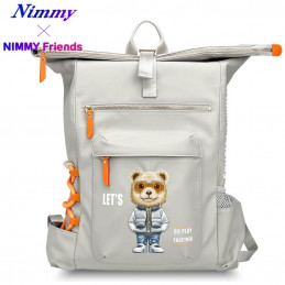 „Nimmy Cool&Cute 2.0“ nešiojamojo kompiuterio kuprinė su meškiuku – pilka