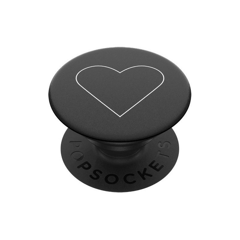 „Popsockets 2“ baltas širdelės formos juodos spalvos laikiklis ir telefono stovas