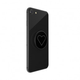 „Popsockets 2“ baltas širdelės formos juodos spalvos laikiklis ir telefono stovas