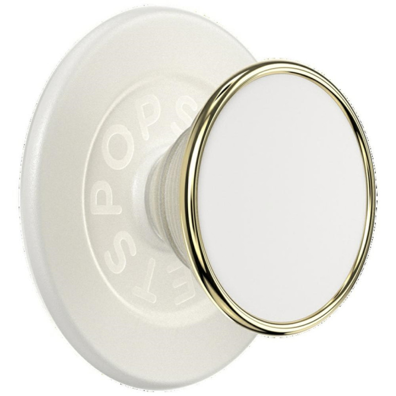 „Popsockets Round Luxe“ kokoso kremo emalio „MagSafe“ laikiklis ir telefono stovas