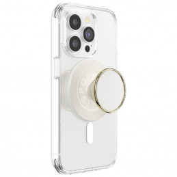 „Popsockets Round Luxe“ kokoso kremo emalio „MagSafe“ laikiklis ir telefono stovas